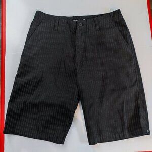 Quicksilver flat front casual shorts black with blue&grey stripes men's size 30